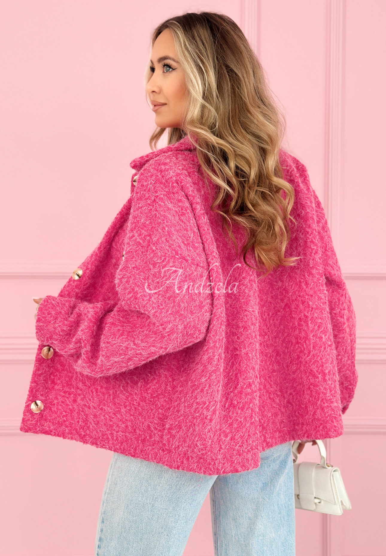 Kurze Schaffelljacke Anyana Fuchsia
