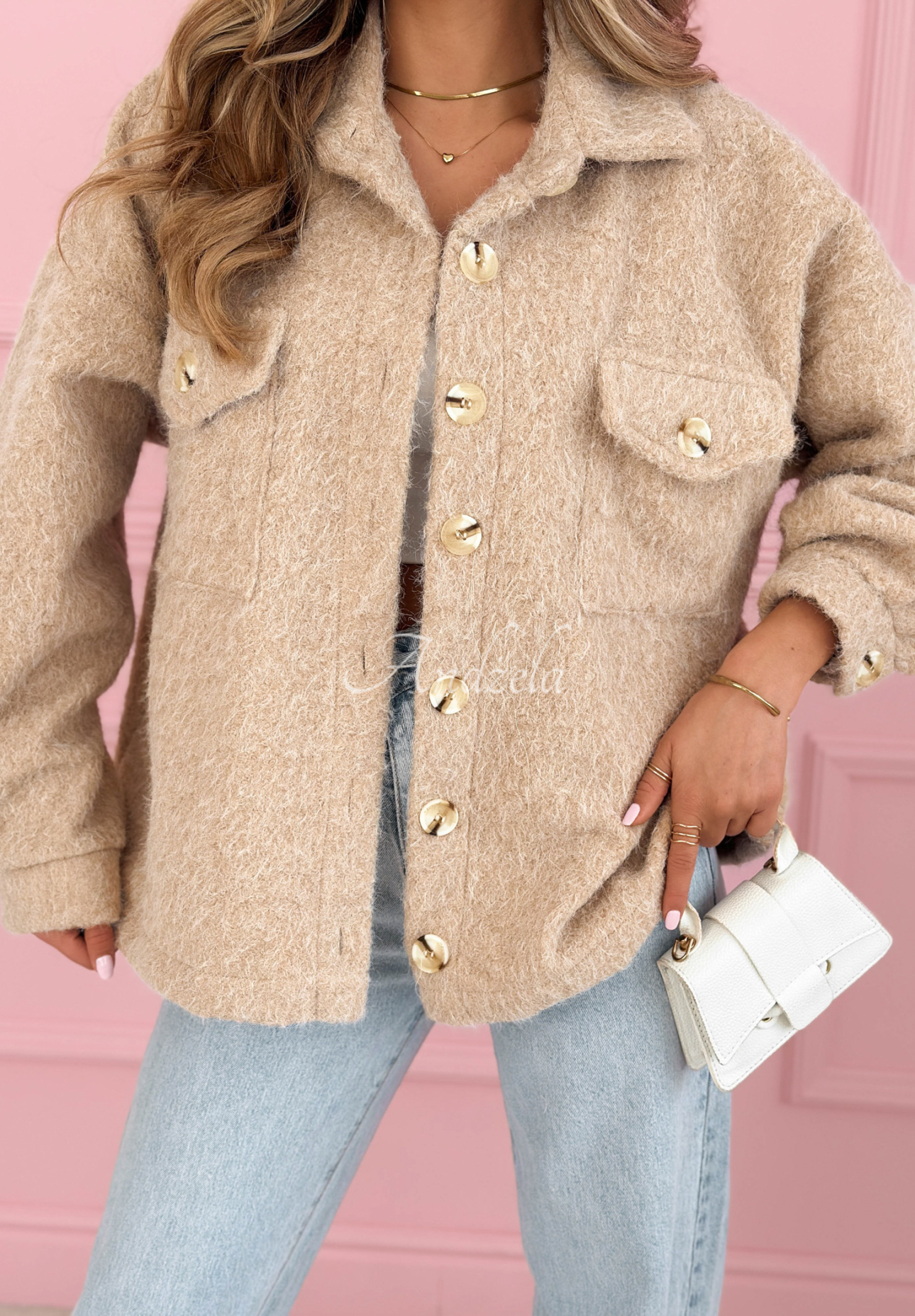 Anyana short beige sheepskin jacket