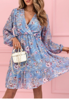 Geblümtes Kleid mit Rüschen Betty Himmelblau