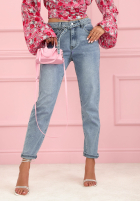 Jeans Hose mom fit z paskiem Valerio Hellblau