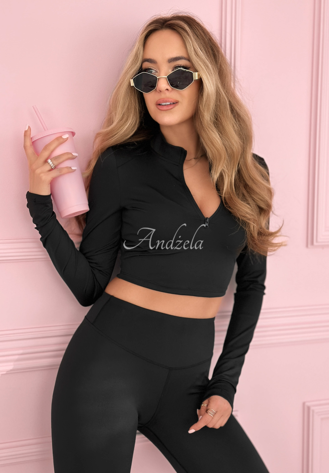 Set aus enganliegender Bluse und Leggings Maribel Schwarz