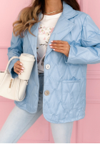 Pikowana kurtka z kołnierzem i kieszeniami Oleander błękitna