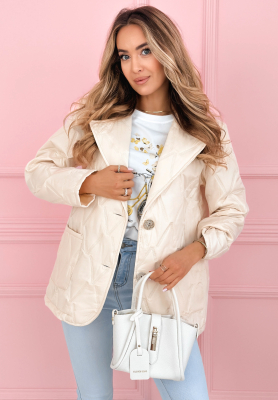 Steppjacke mit Kragen und Taschen Oleander Beige