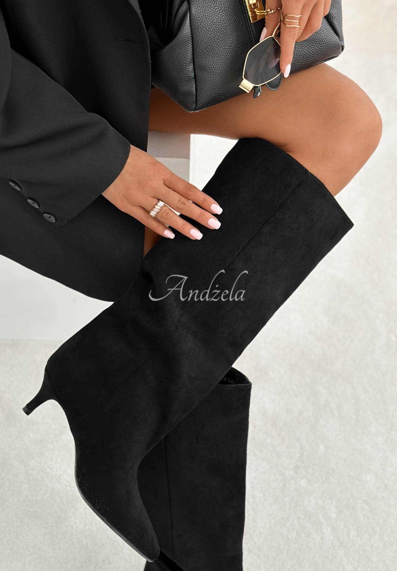 Wildlederstiefel mit hohem Absatz Better Without You Schwarz