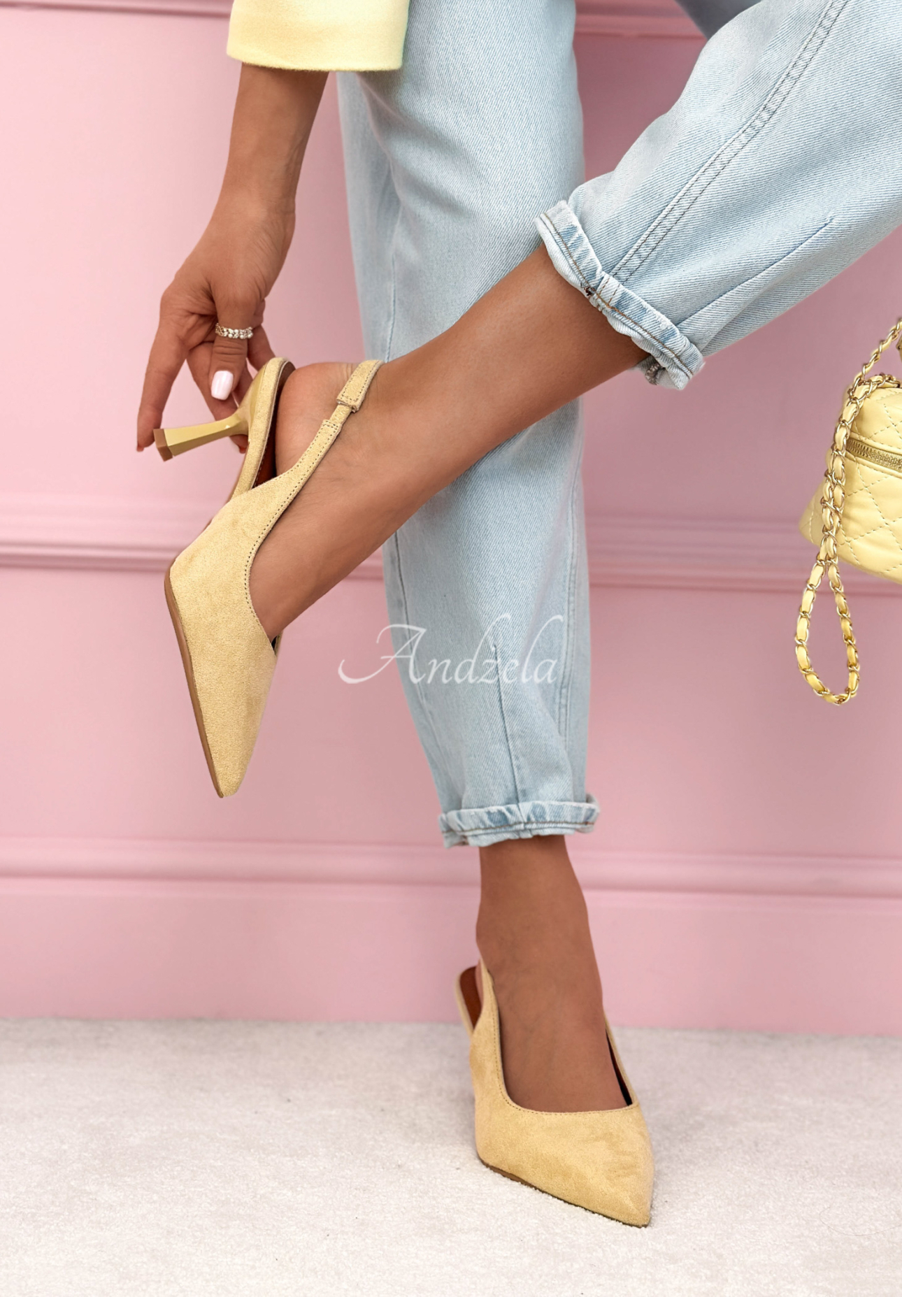 Noemi yellow suede sandals with straps