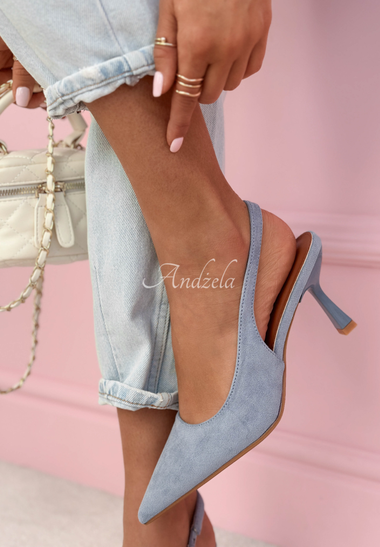 Wildledersandalen mit Riemen Noemi Himmelblau