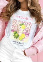 T-Shirt z nadrukiem Cachaca Lemon biało-Himmelblau