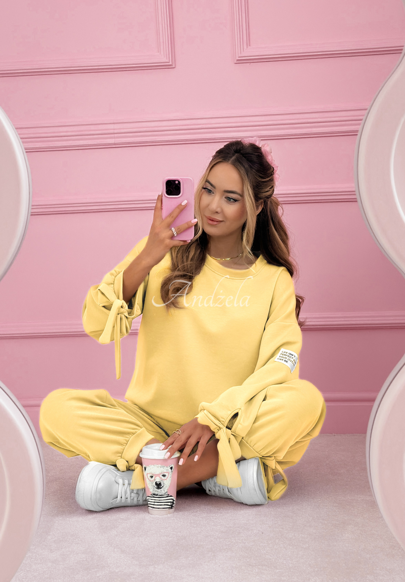 Peyton yellow butter viscose tracksuit set