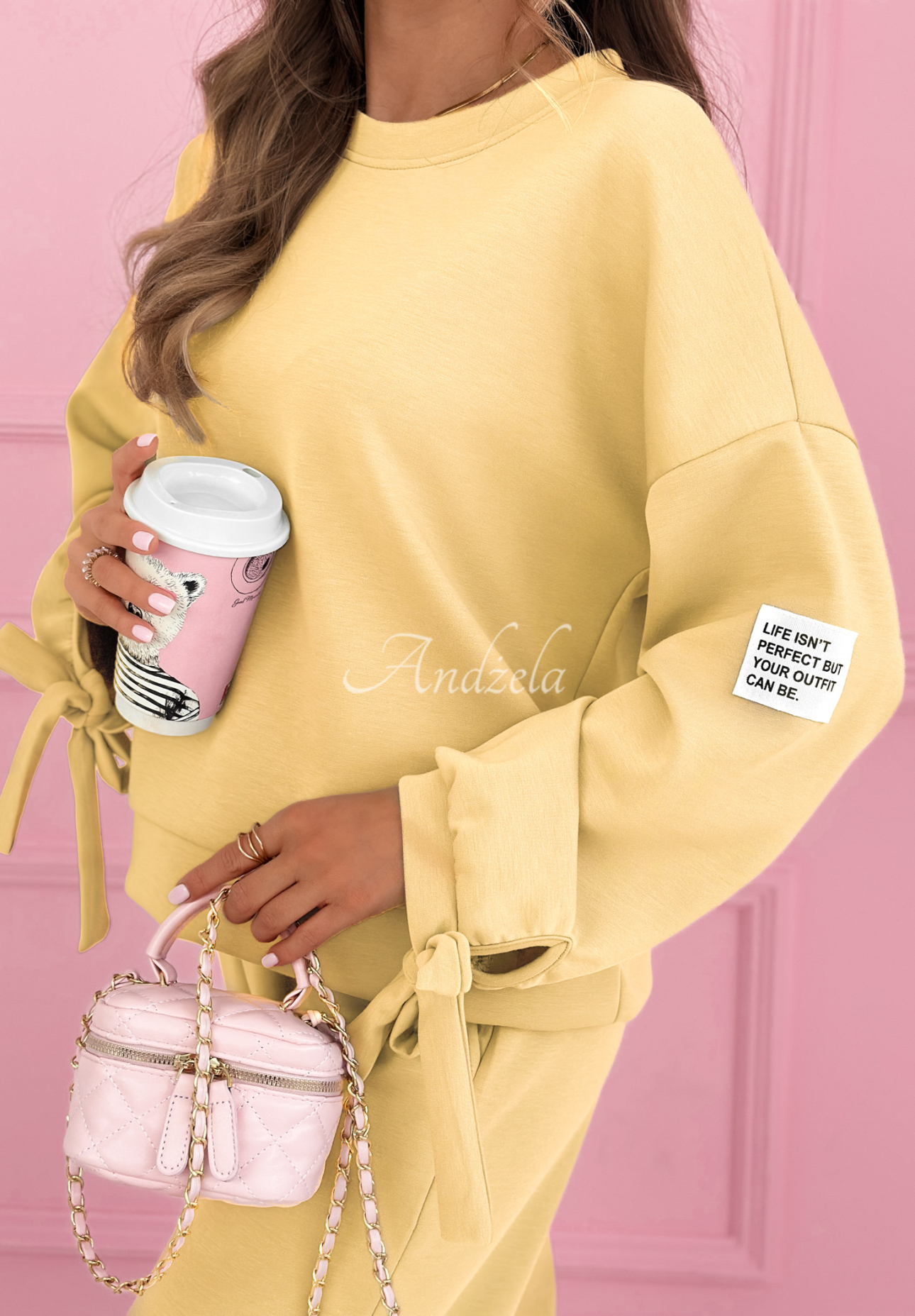 Peyton yellow butter viscose tracksuit set