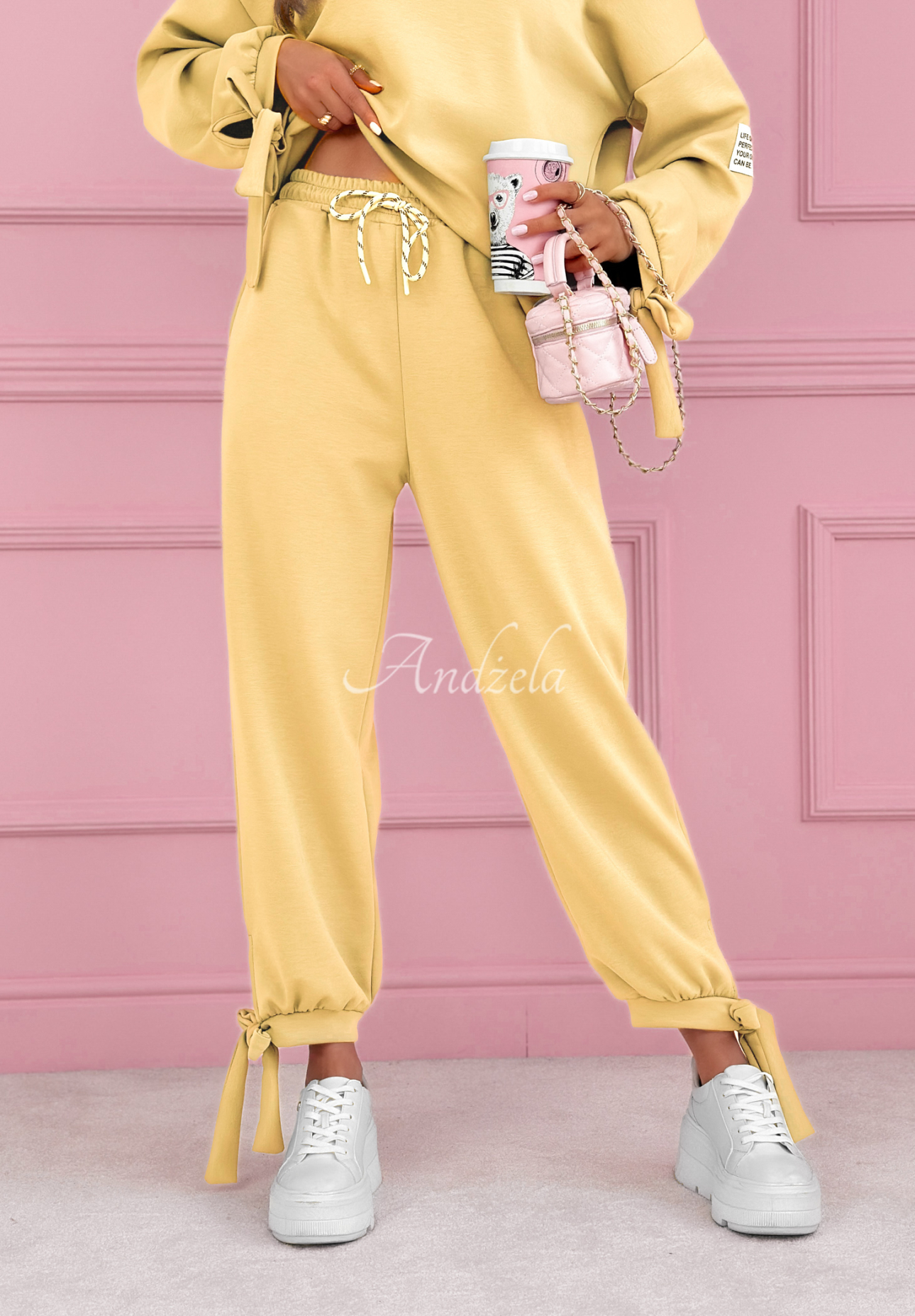 Peyton yellow butter viscose tracksuit set