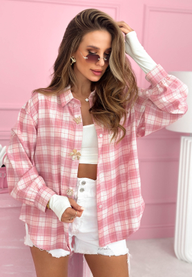 Colors & Squares powder pink viscose check shirt