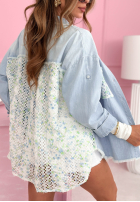 Jeans Hemd z koronką Lace On My Mind Blau