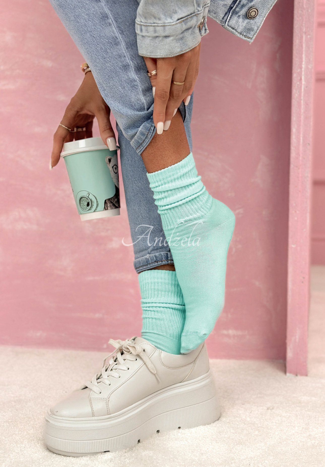 Always Me long striped socks, sky blue 