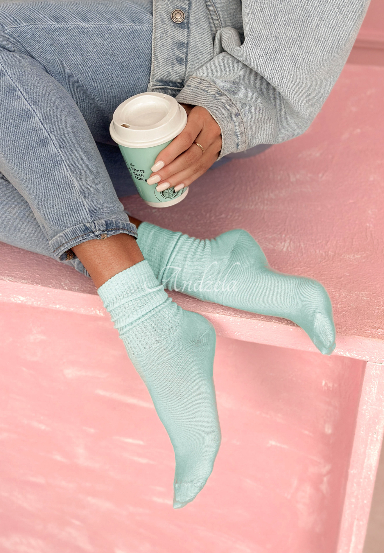 Lange gerippte Socken Always Me Himmelblau