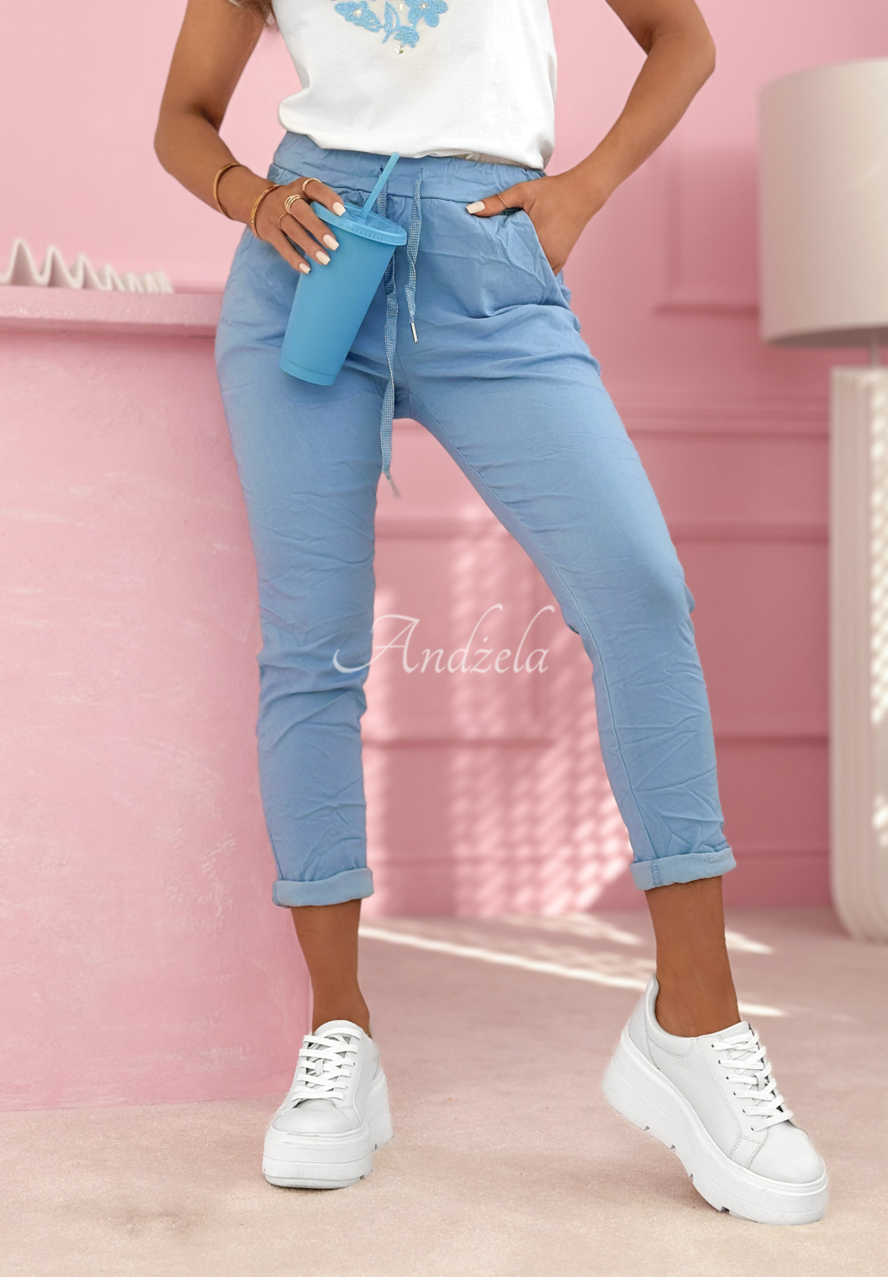 Stoffhose aus Viskose Archie Himmelblau