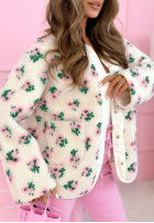 Jacke polarowa w kwiaty Flower Fluffs Beige