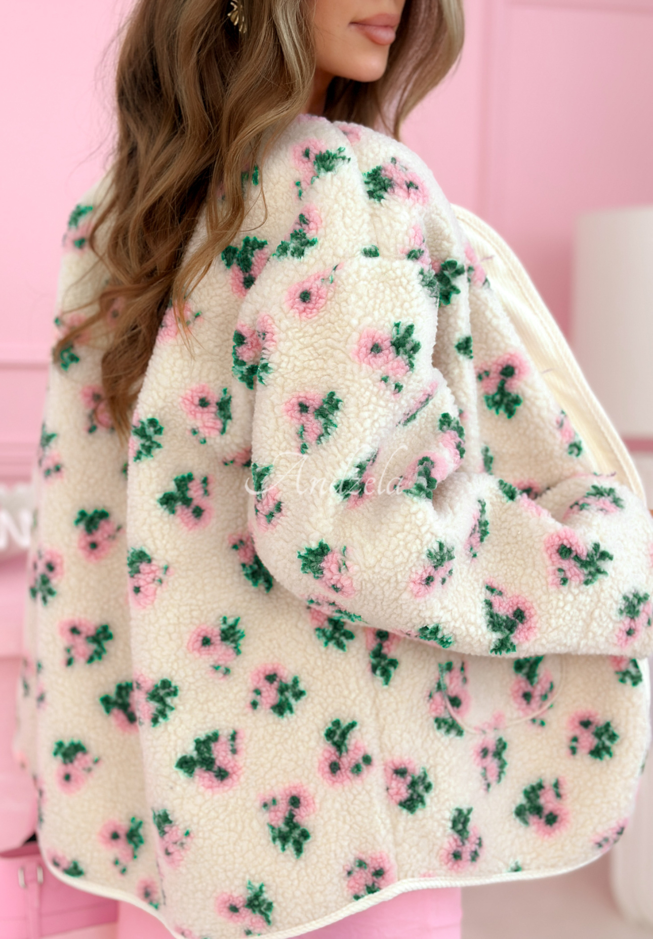 Fleecejacke mit Blumenmuster Flower Fluffs Beige