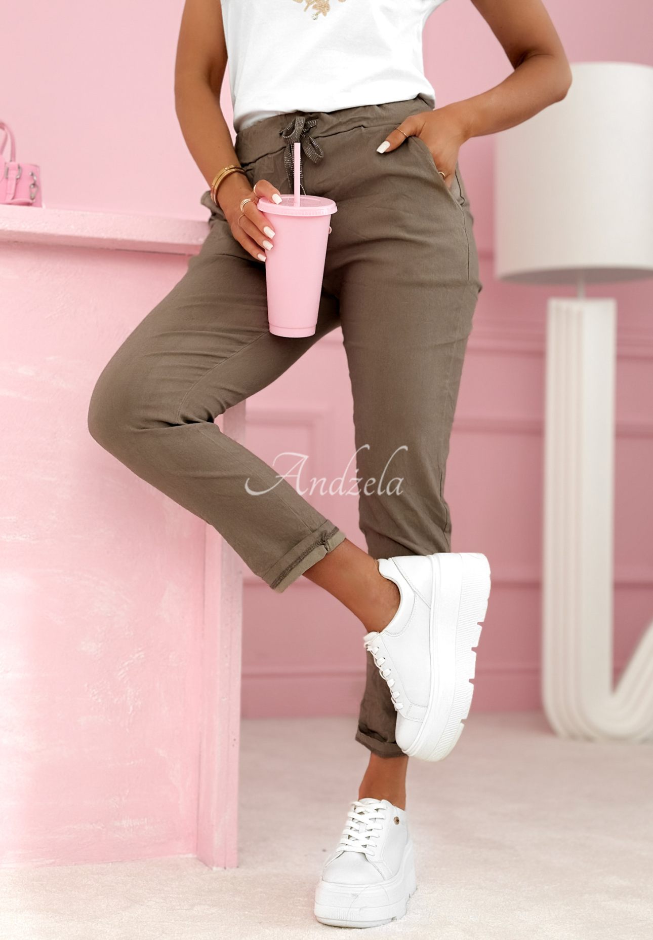 Stoffhose aus Viskose Archie Mokkafarben