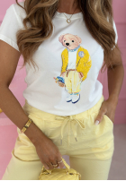 T-shirt z misiem Teddy's Choice biało-różowy