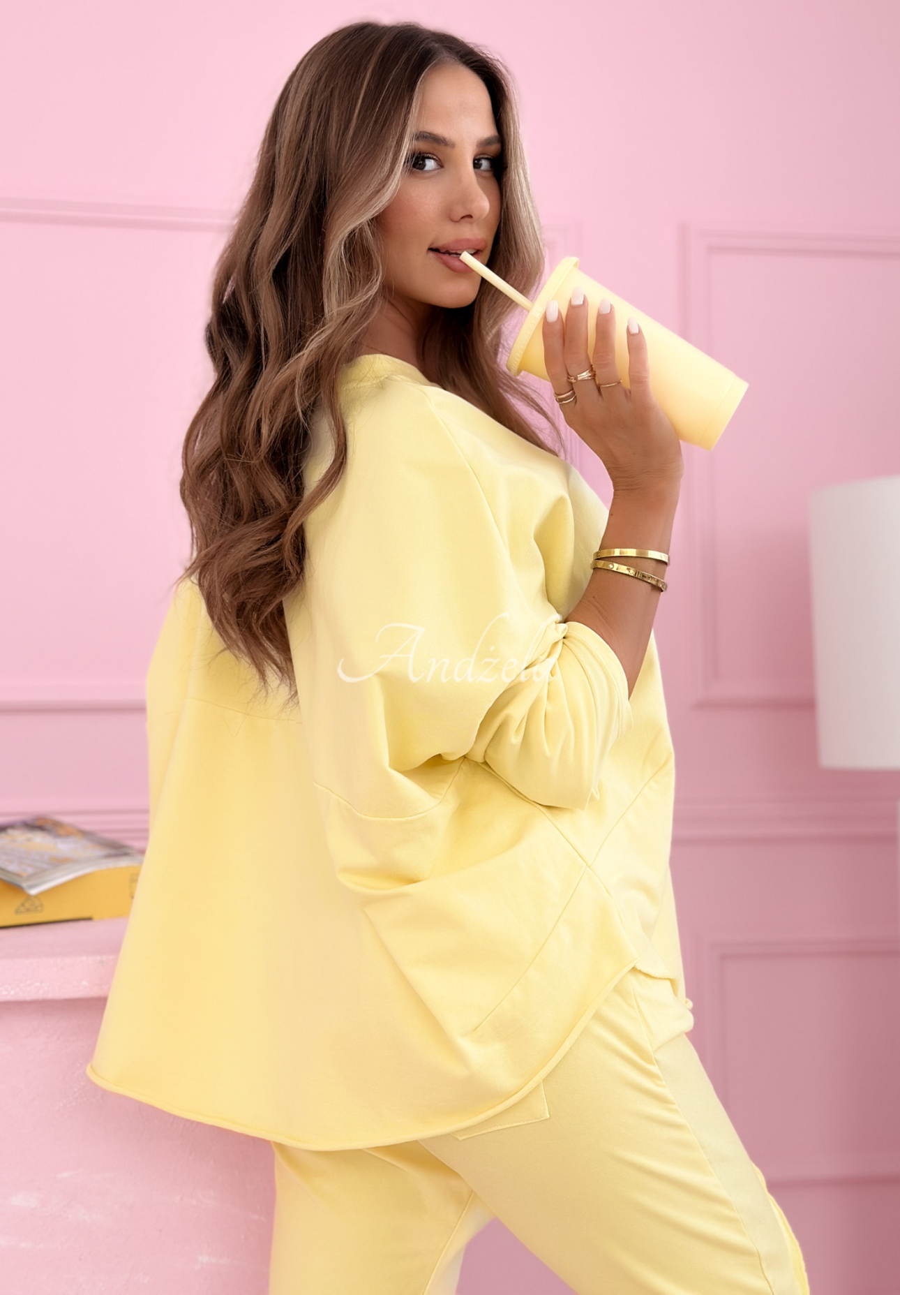 Baumwollbluse mit langen Ärmeln Phenomenal Woman Gelb