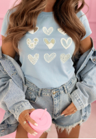 T-shirt z serduszkami A Lot Of Hearts błękitny