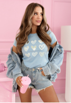 T-Shirt z serduszkami A Lot Of Hearts Himmelblau