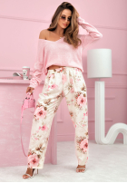 Material Hose w kwiaty Florentine Ecru