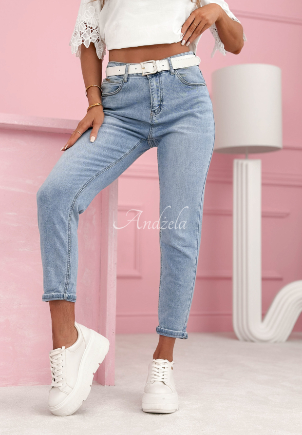 Skinny Jeans mit G&uuml;rtel Elena Blau