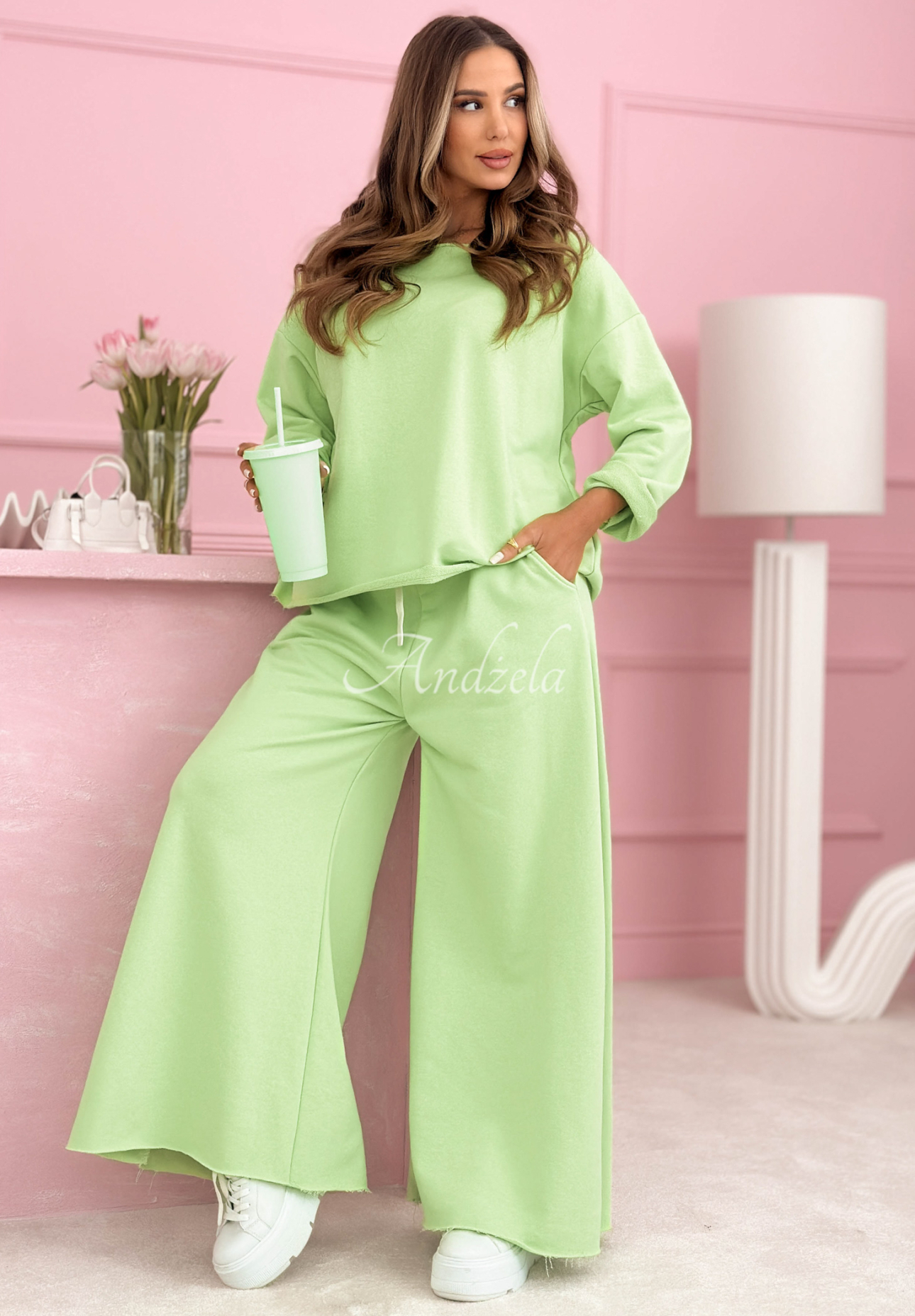 Always On Time pistachio cotton tracksuit set