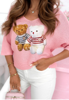 Bluse oversize z misiami Bearry Cute Rosa