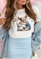 T-Shirt z nadrukiem Fabulous Doggy biało-Blau