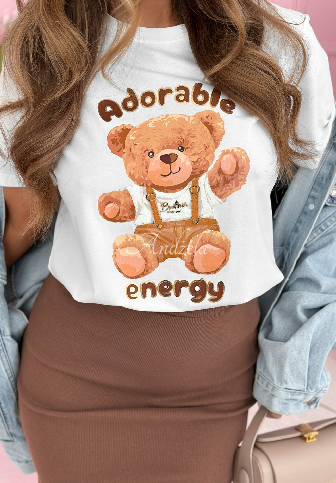 Baumwoll T-Shirt mit Aufdruck Adorable Weiß