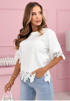 T-Shirt z koronką Pretty Lacy Weiß