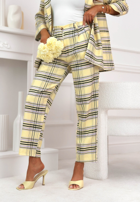 Her Decision yellow plaid fabric pants