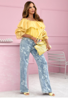 Kleid mini z falbankami Arlena Himmelblau