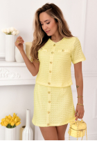 Tweedowy Set Bluse i Kurzer Rock mini Anastasia Gelb