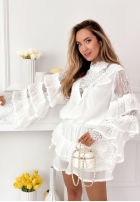 Zwiewny Set Hemd i Kurzer Rock z falbankami Blooming Season Himmelblau