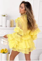 Zwiewny Set Hemd i Kurzer Rock z falbankami Blooming Season Himmelblau