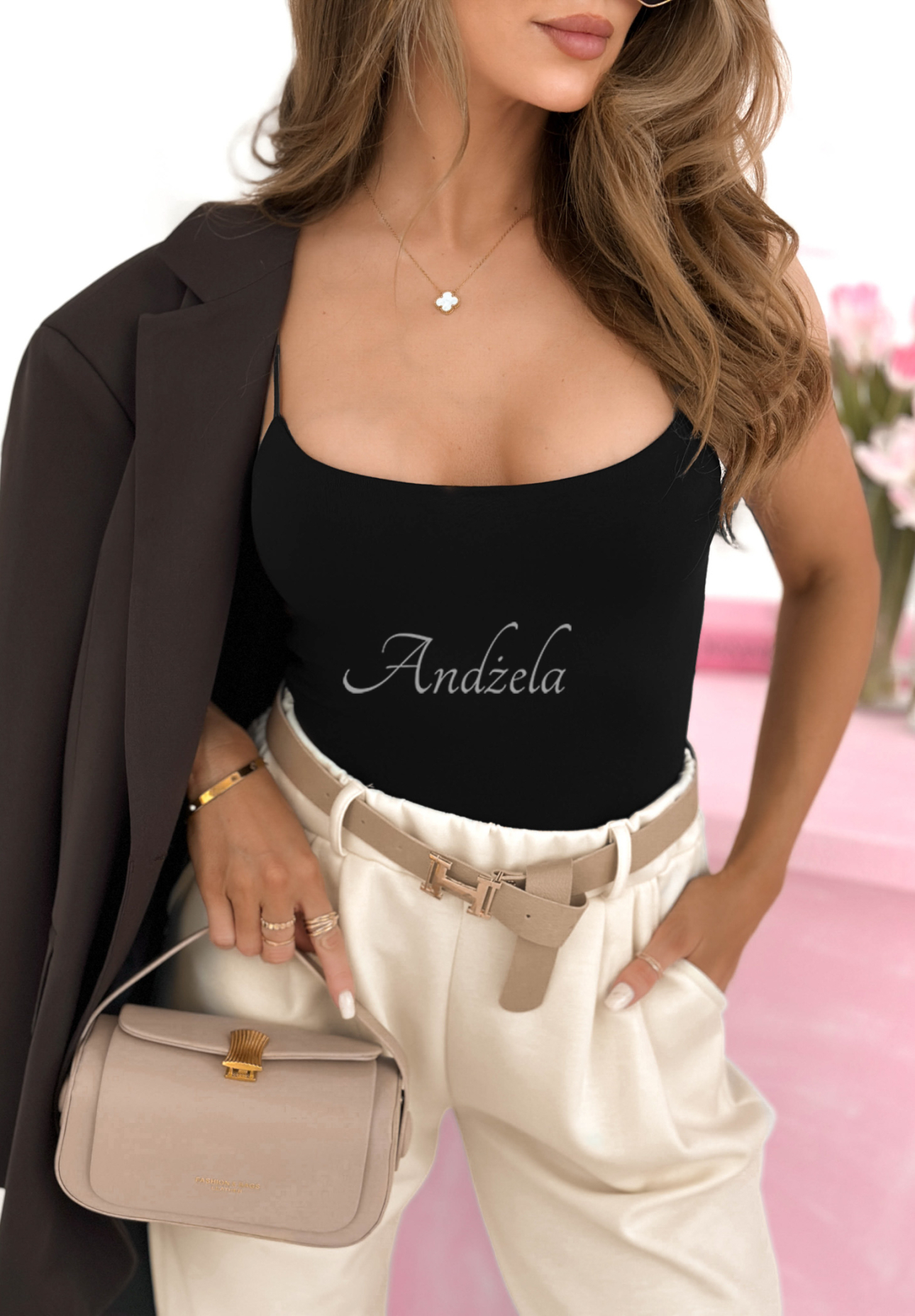 Adelle black strappy top
