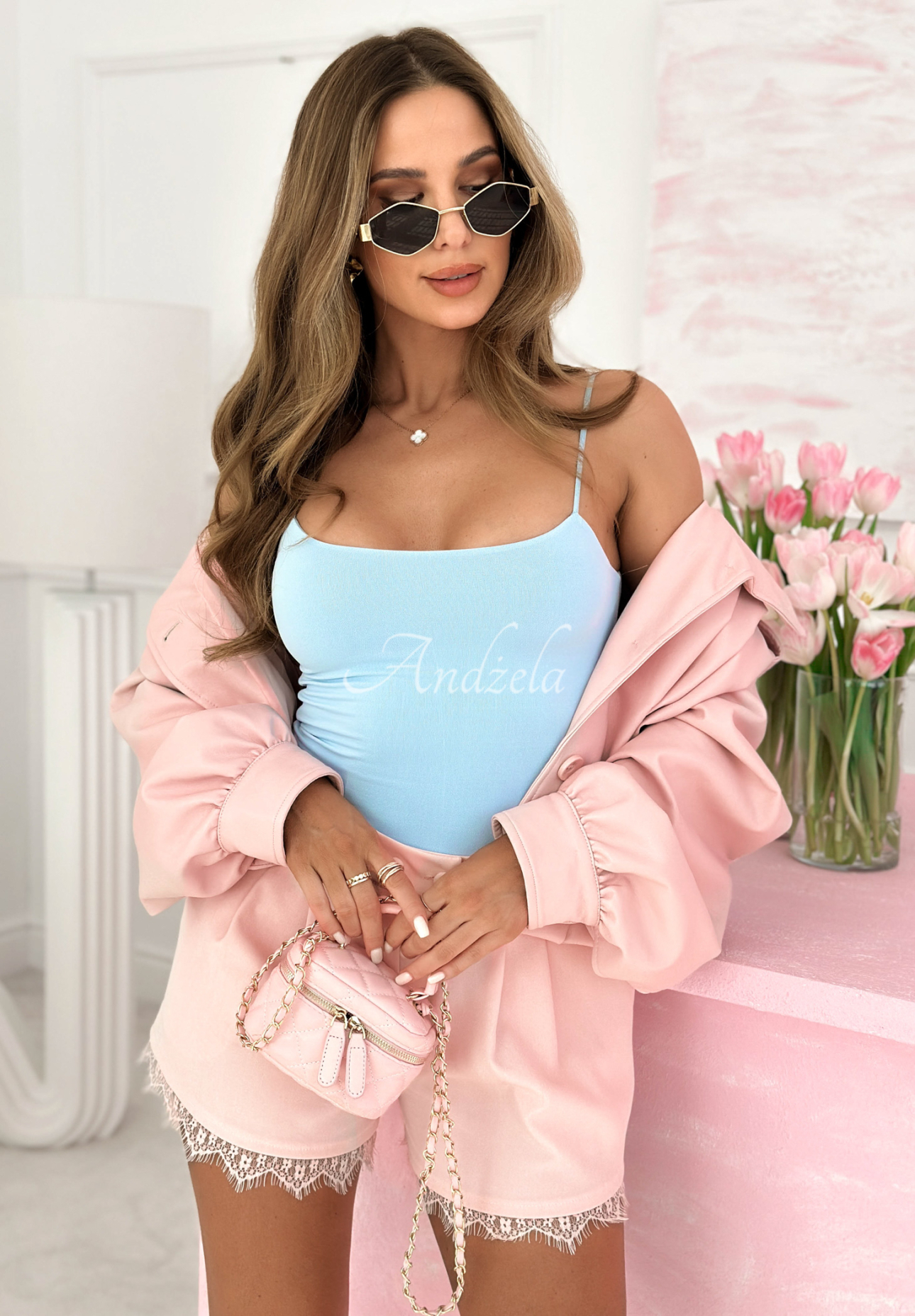 Adelle strappy top, sky blue 