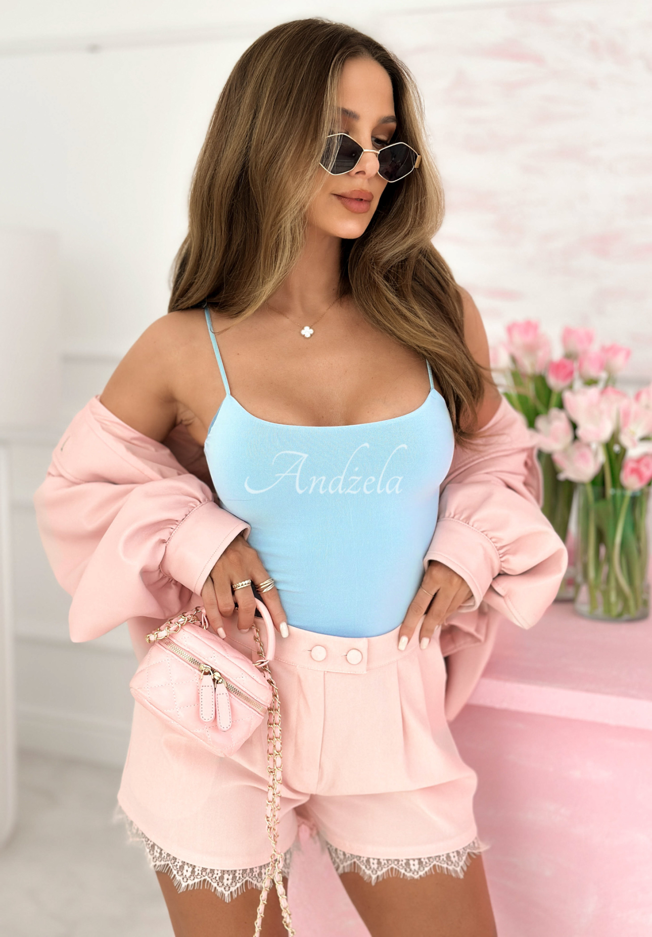 Adelle strappy top, sky blue 