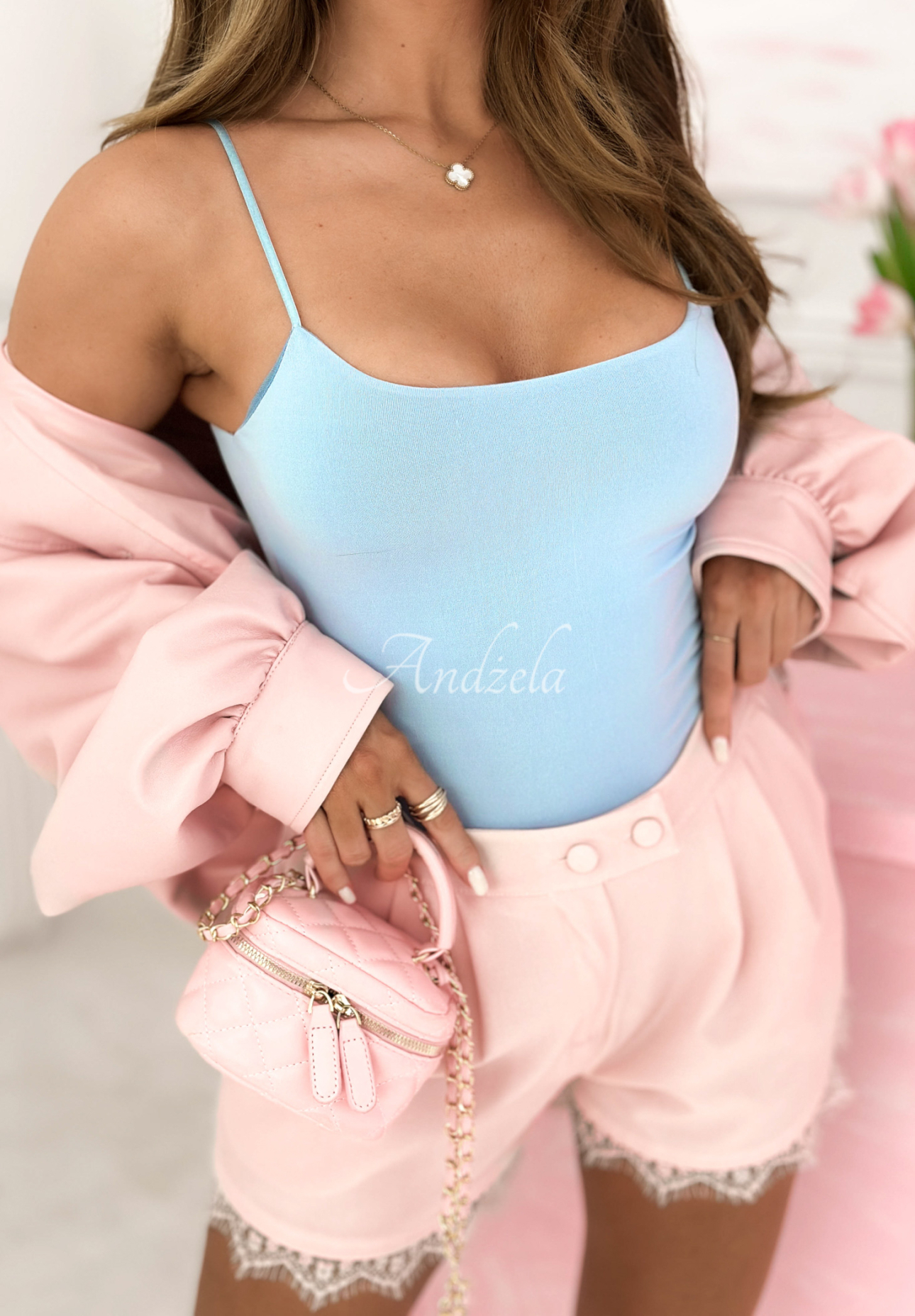 Adelle strappy top, sky blue 