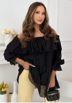 Kleid mini z falbankami Arlena Himmelblau