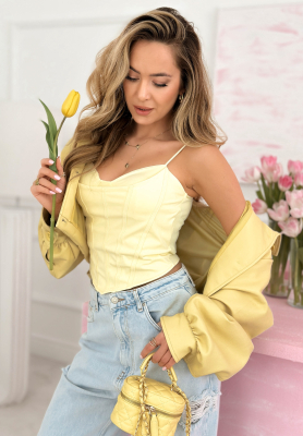 Corset top with Mabel neckline, yellow