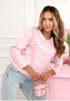 Krótki elegancki Cardigan z guzikami New Sunrise Puderrosa