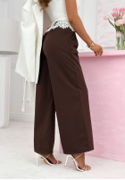 Material Hose wide leg z koronką Melodine Schokoladenbraun