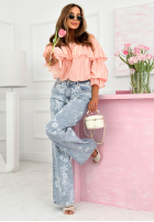 Kleid mini z falbankami Arlena Himmelblau