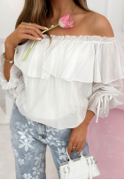 Kleid mini z falbankami Arlena Himmelblau