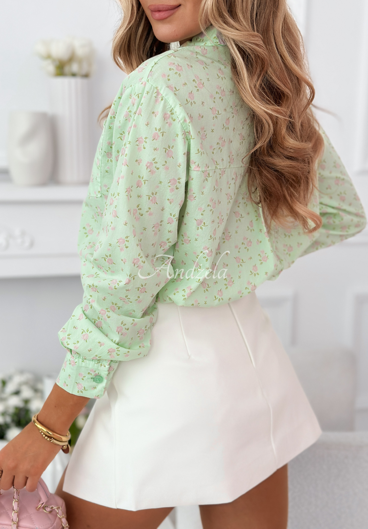 Elegant Clarice ecru mini skirt-shorts