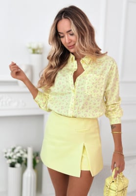 Baumwollhemd mit Blumenmuster Marbella Gelb